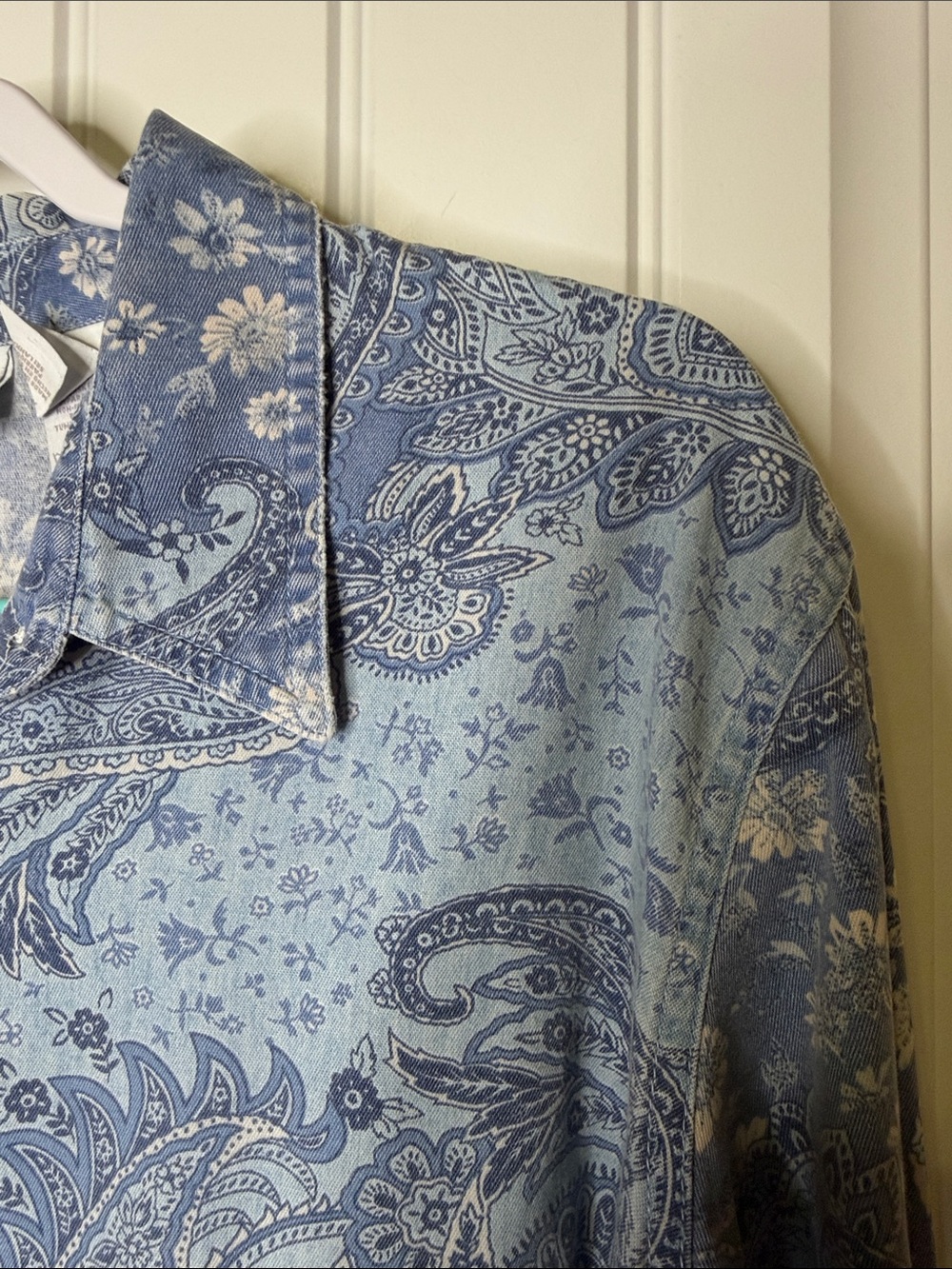 Liz Claiborne Lizwear Blue Paisley Button-Up Shirt Size XL - Picture 5 of 7
